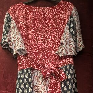 FP Movement by Free People Red and Black Floral Midi Dress